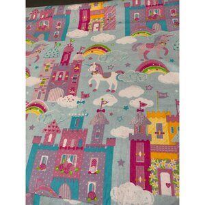Jo-Ann Snuggle Unicorn & Castle Pastel Flannel Fabric 1 yard 7" wide Sewing & Cr